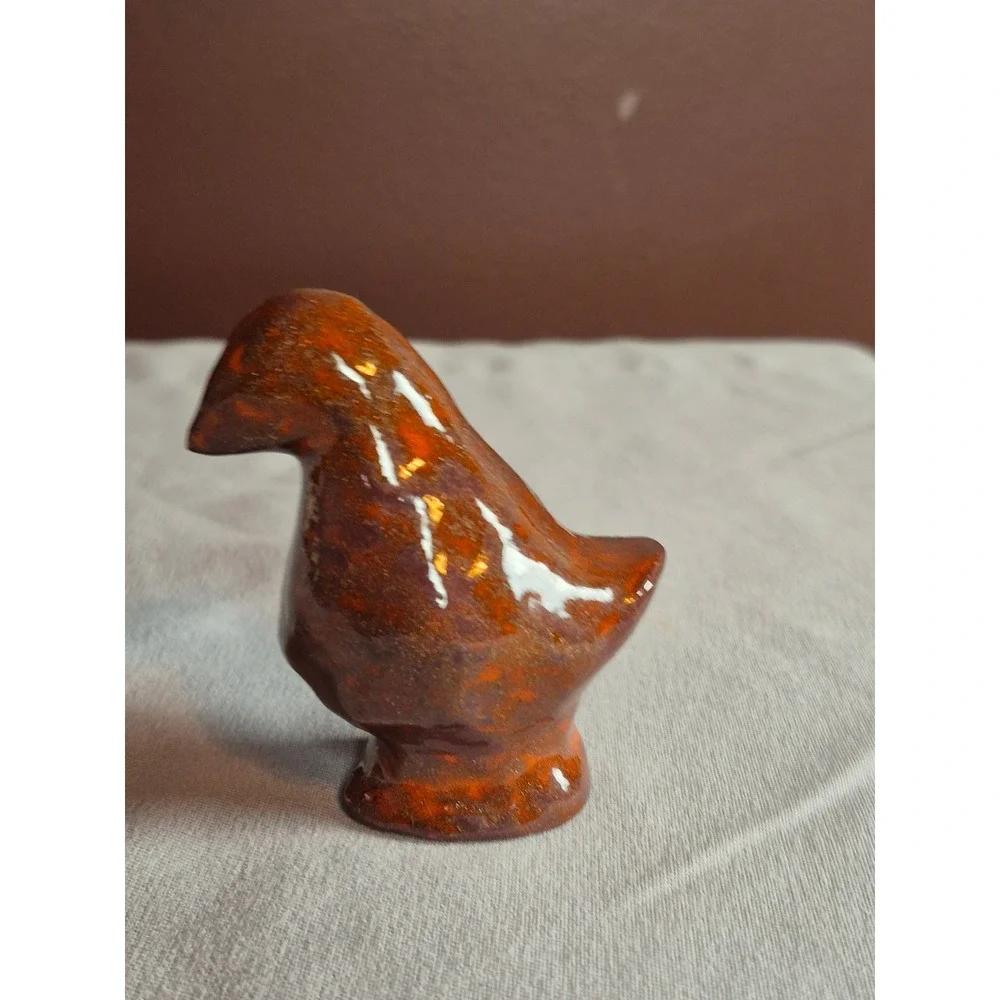 Vintage Studio Pottery Ceramic Bird Figurine‎ Brown Orange Speckled Glaze Art - Picture 6 of 6